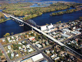 Aerial view of Wabasha bridge