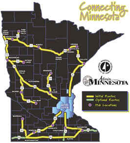 Map of MN showing fiber-optic line connections