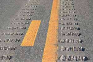 Close-up of rumble strips