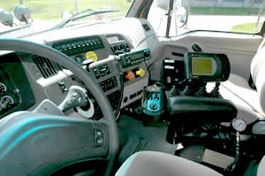 Inside of high-tech snowplow cab