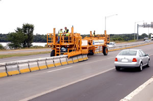 Machine moving lane barriers