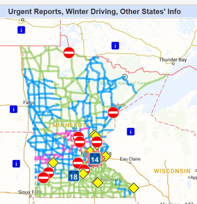 Graphic of winter driving conditions from 511 webiste.