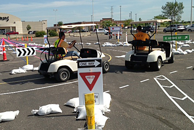 Photo of roundabout course using golf carts.