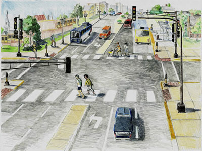 Artist rendering of the finished Snelling Avenue/Hwy 51 and Hewitt Avenue intersection 