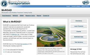 Screen shot of the MnROAD website.