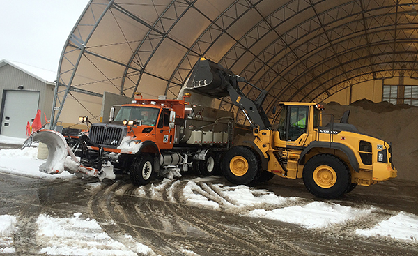 Photo of a snowplow preparing for winter storm in District 6.