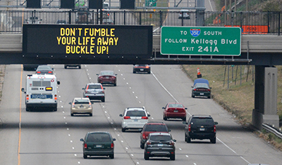 Photo of electronic message sign on I-94 in St. Paul.