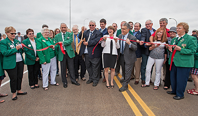 Photo of ribbon cutting ceremony for the Hwy 43 Bridge.