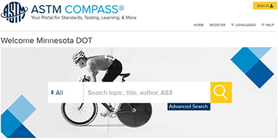 Screen capture of ASTM DOT Compass Portal.