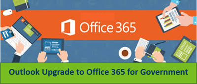 Graphic of Office 365. Aerial view of hands working on digital devices.
