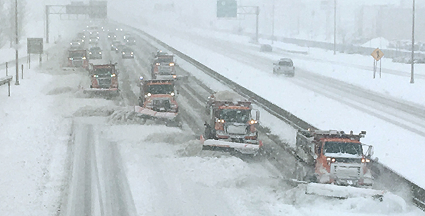 Photo of several snowplows on Hwy 52 in Rochester.